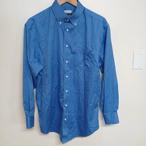 Jos A Bank Traveler Traditional Fit Shirt Long Sleeve Blue Size 16 32/33